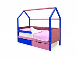 Кровать-домик мягкий Svogen с ящиками и бортиком синий-лаванда