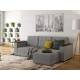 Диван угловой Атлант со столиком велюр Neo 25 грей светло-серый