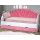 Кровать с продольной мягкой спинкой Корона №1 800х1900 мм розовая