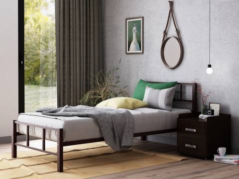 Кровать металлическая Кадис коричневая