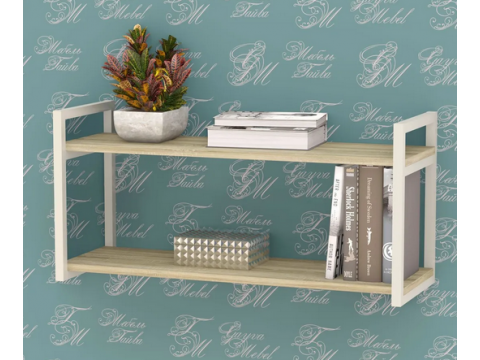 Полка металлическая ЛОФТ-1 Дуб сонома/белый глянец