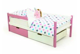 Кровать-тахта Svogen с ящиками и бортиком лаванда-белый