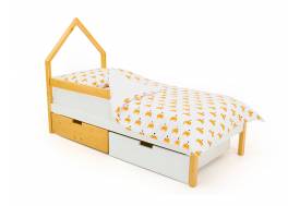 Кровать-домик мини Svogen с ящиками и бортиком дерево-белый