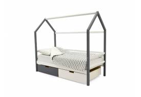 Кровать-домик Svogen с ящиками графит-белый