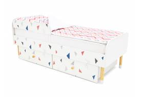 Кровать Stumpa Классика бортиком и ящиками Треугольники розовый, синий