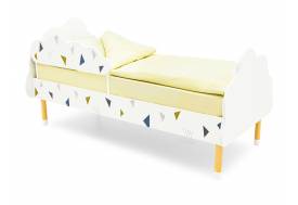 Кровать Stumpa Облако с бортиком рисунок Треугольники зеленый, синий