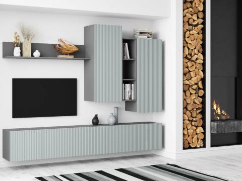 Стенка НМ-001 Сканди МДФ фасад грин грей софт