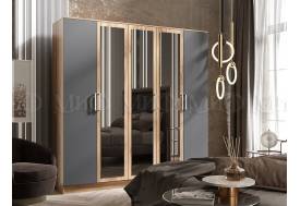 Шкаф для одежды 5-дверный Мартина Графит, Дуб крафт