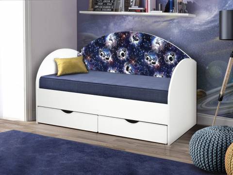 Кровать с продольной мягкой спинкой Софа №11 космопузики
