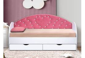 Кровать с продольной мягкой спинкой Сердце №1 800х1600 мм белая