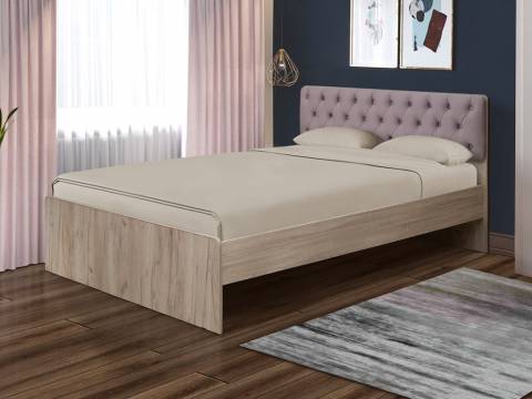 Кровать двойная №7 1200х1900 с мягкой спинкой каретная стяжка