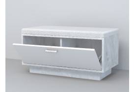 Обувница Эго Об-1 бетон светлый/белый глянец на цоколе