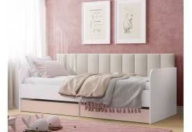 Кровать Банни НМ 041.38 фасад Бисквит с мягкой спинкой бали