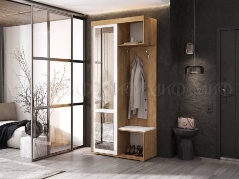 Прихожая Стелла-1 Белый, Дуб крафт