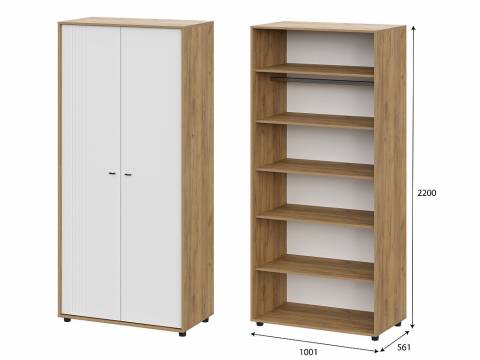 Шкаф двухстворчатый Милан Дуб Золотой/Белый Матовый