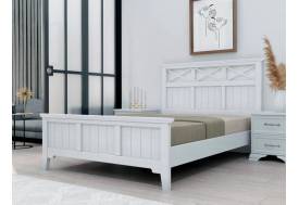 Кровать Грация-5 1400 Белый античный с карнизом Белый античный