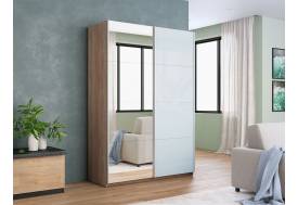 Шкаф-купе Прайм 2-х дверный 1200 Зеркало/Стекло Белое Сонома