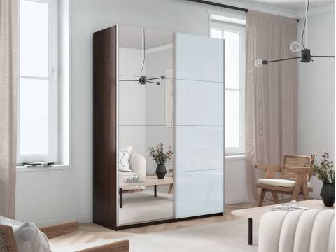 Шкаф-купе Прайм 2-х дверный 1600 Зеркало/Стекло Белое Венге