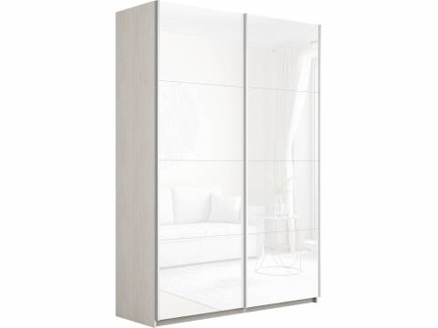 Шкаф-купе Прайм 2-х дверный 1400 Стекло Белое Ясень Анкор Светлый