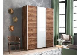 Шкаф-купе Прайм 3-х дверный 1800 ДСП/Стекло Белое/ДСП Крафт табачный