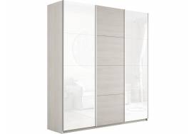 Шкаф-купе Прайм 3-х дверный 2100 два Стекла Белые/ДСП Ясень Анкор Светлый