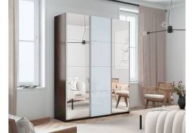 Шкаф-купе Прайм 3-х дверный 1800 Зеркало/Стекло Белое/Зеркало Венге