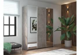 Шкаф-купе Прайм Широкий 3-х дверный два зеркала/ДСП Бетон