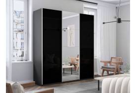 Шкаф-купе Прайм Широкий 3-х дверный два черных стекла/зеркало Серый Диамант