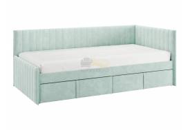 Кровать-тахта с ящиками Твикс цвет велюра мята