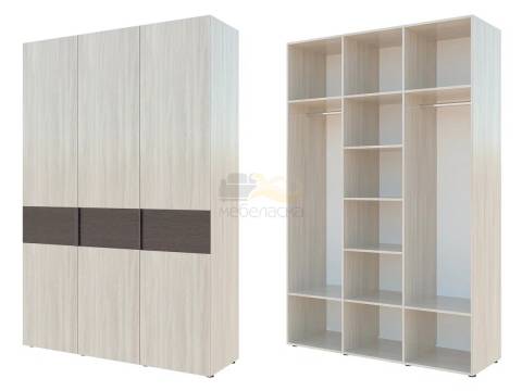 Шкаф комбинированный с полками в центре и 2 штангами по краям Гранд ГШК/3-23-15-333