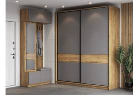 Модульная прихожая Бостон ЛДСП серый шифер с трехдверным шкафом