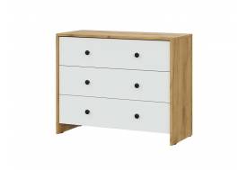 Комод 3 ящика Дольче Дуб Золотой/Белый
