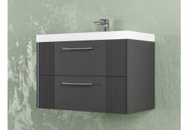Тумба Альба 80 подвесная 2 ящика раковина Комфорт 80 антрацит