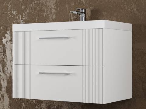 Тумба Альба 80 подвесная 2 ящика раковина Комфорт 80 суфле