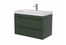 Тумба Леон 80 подвесная 2 ящика раковина Слим 80 форест