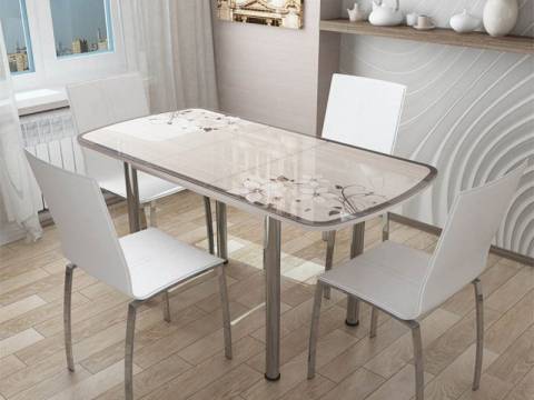 Стол раздвижной обеденный Бостон 3 брифинг цветы