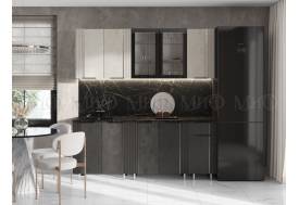 Кухня Виктория 2000 мм Камень светлый/Камень темный/Белый (Кастилло темный)