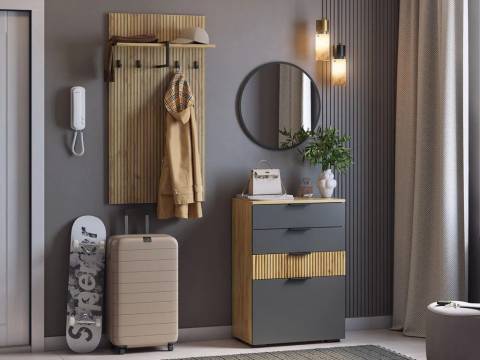 Прихожая Мебельсон К17 дуб крафт золотой/графит