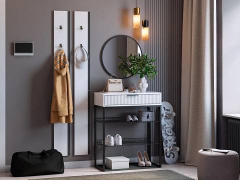 Прихожая Мебельсон К19 белое дерево/черный муар