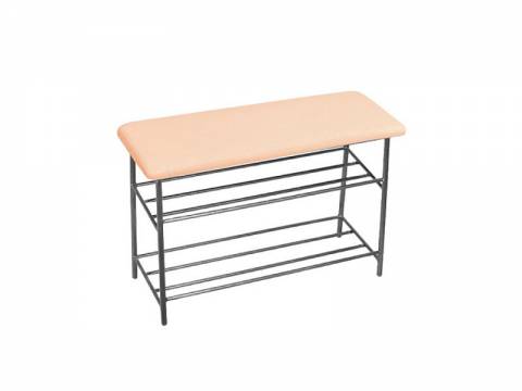 Банкетка большая (обувница) кожзам бежевый, ножки серые