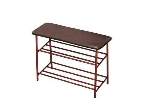 Банкетка большая (обувница) кожзам шоколадный, медный антик