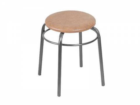 Табурет круглый Эконом 22 Б с кольцом кожзам бежевый/серый