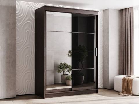 Шкаф-купе Гранд-1 1600 Дуб Венге-двери Зеркало-Лакобель черный