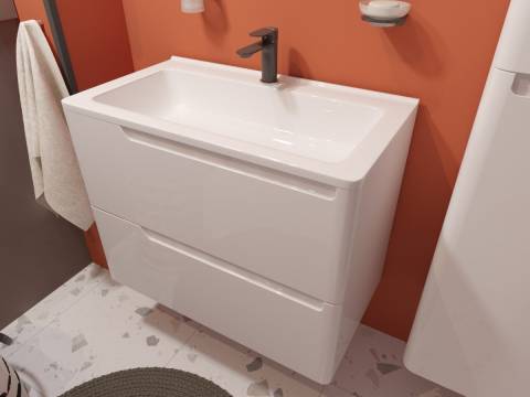 Тумба с раковиной Kare Luxe 900 навесная 2 ящика