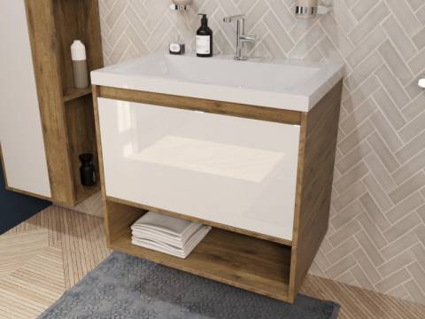 Тумба с раковиной Monaco Wood 600 1 ящик с нишей