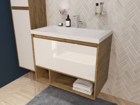 Тумба с раковиной Monaco Wood 800 1 ящик с нишей