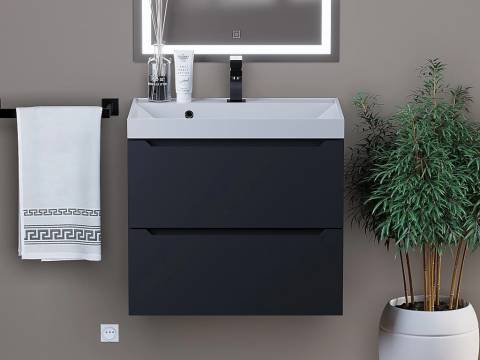 Тумба с раковиной Uperwood Tanos матовая черная 60 см