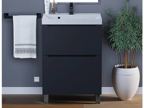 Тумба с раковиной Uperwood Tanos 2 ящика напольная 60 см черная