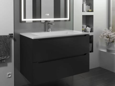 Тумба с раковиной Uperwood Tanos-Next черная матовая 80 см