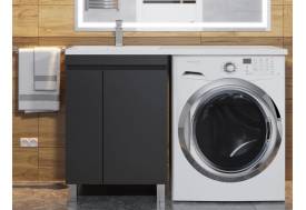 Тумба с раковиной Uperwood Magenta 60-120 см напольная черная с дверцами левая